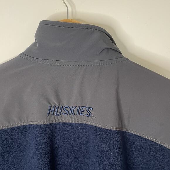 UCONN Huskies Zip Up Fleece Embroidered Jacket Colosseum NCAA Blue Gray Men XL - Picture 6 of 15